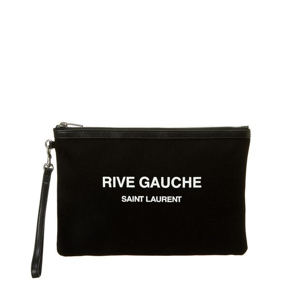Saint Laurent Rive Gauche Canvas Zippered Pouch - Picture 1 of 3
